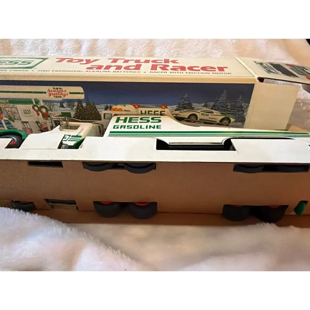 Vintage 1991 HESS Toy Truck & Friction Racer Car w/ Original Box Set